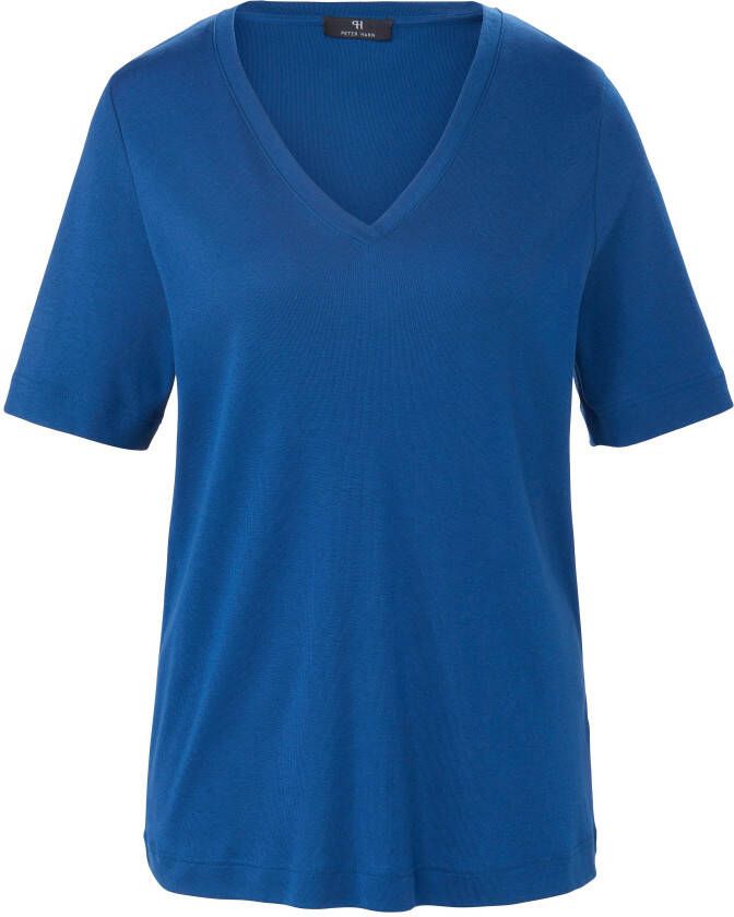 Peter Hahn Shirt V-hals en korte mouwen Van blauw