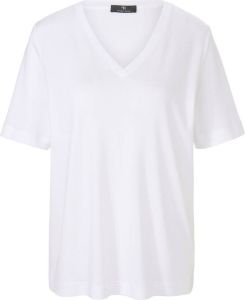 Peter Hahn Shirt V-hals en korte mouwen Van wit