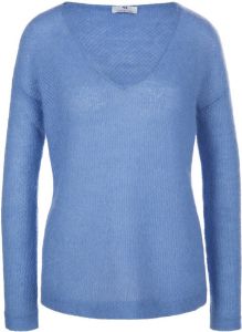 Peter Hahn Trui V-hals in mohairmix Van blauw