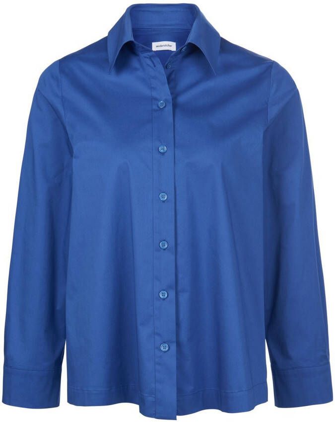 Seidensticker Overhemdblouse Zwarte roos Lange mouwen kraag uni