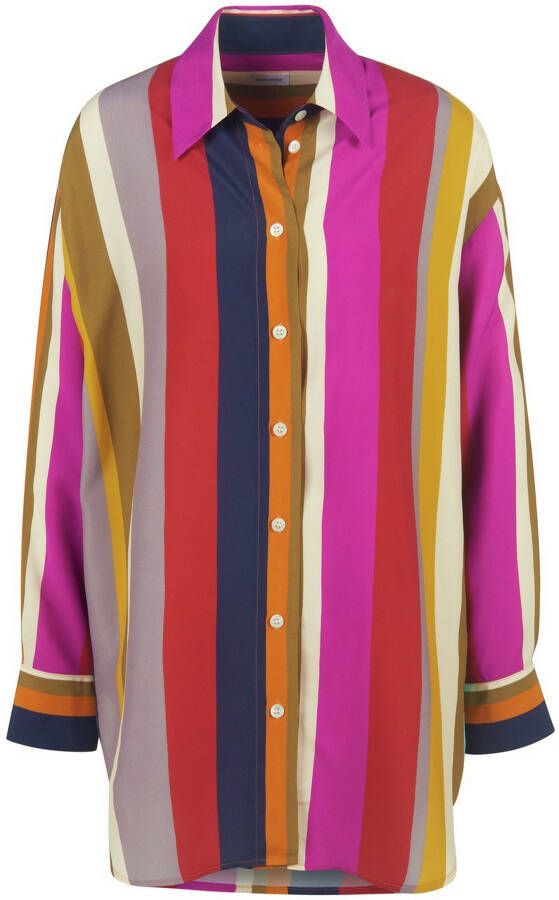 Seidensticker Lange blouse Zwarte roos Lange mouwen kraag print