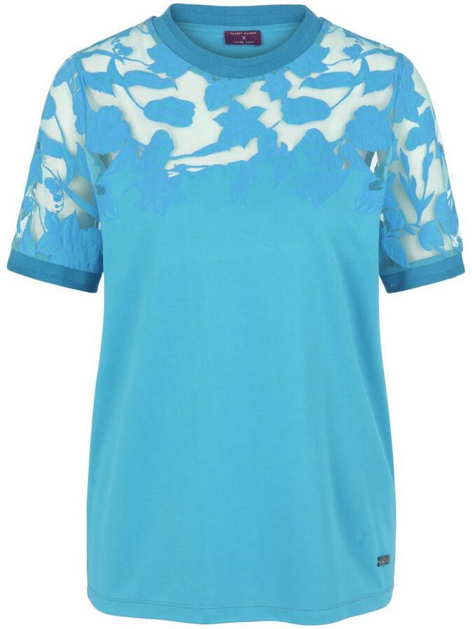 TALBOT RUNHOF X PETER HAHN Shirt ronde hals en bloemmotief Van turquoise