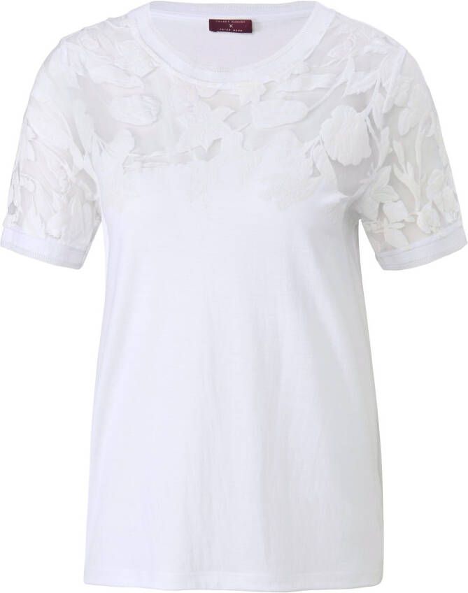 TALBOT RUNHOF X PETER HAHN Shirt ronde hals en bloemmotief Van wit