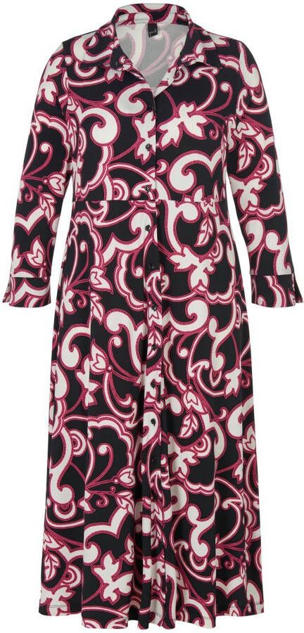 YOEK blousejurk DOLCE van travelstof met paisleyprint zwart roze - Foto 3