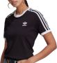 Adidas Originals Zwarte sportieve T-shirt met logo borduursel en contrasterende strepen Black Dames - Thumbnail 4