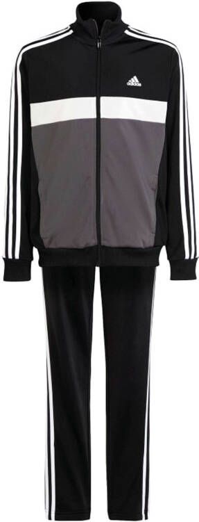 Adidas Sportswear trainingspak Tiberio zwart grijs Joggingpak Gerecycled polyester Opstaande kraag 164