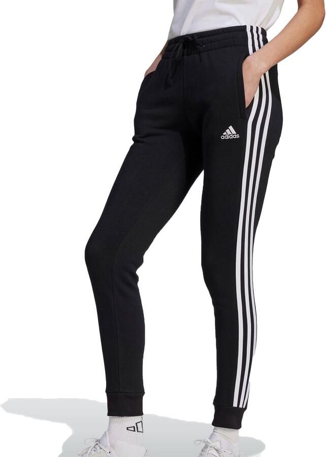 Adidas Essentials 3-Stripes Fleece Zwarte Sportbroek voor Dames Black Dames