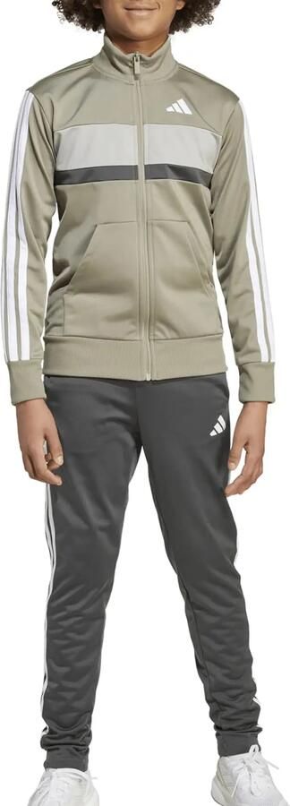 Adidas Sportswear Junior trainingspak groen grijs Polyester Opstaande kraag