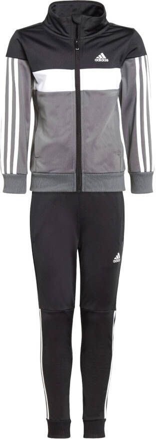 Adidas Sportswear trainingspak Tiberio zwart grijs Joggingpak Gerecycled polyester (duurzaam) Opstaande kraag 128