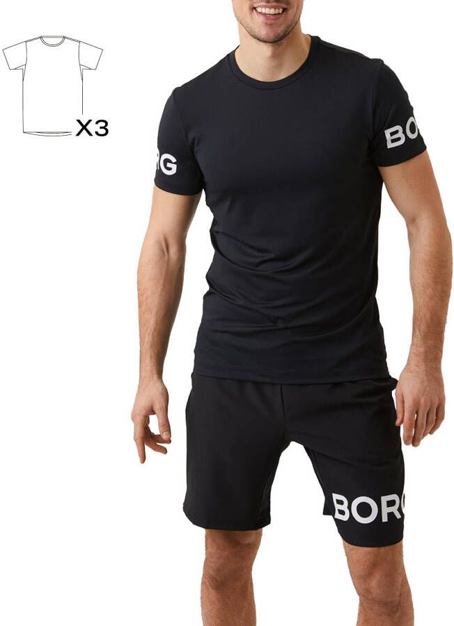 Björn Borg T-shirt Korte Mouw 3-Pack Permormance Tee