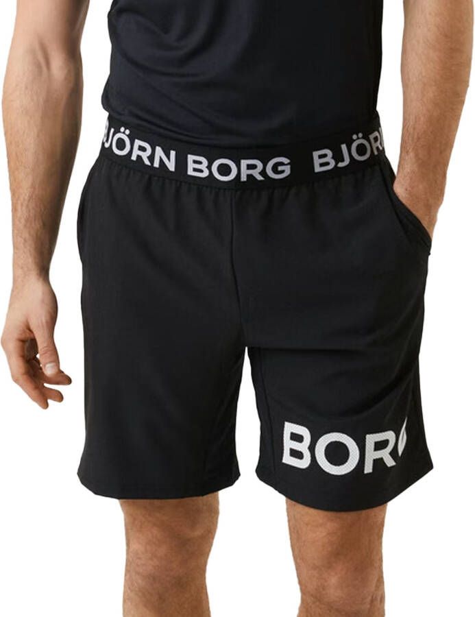 Björn Borg Trainingshort met Logo Tailleband Black Heren