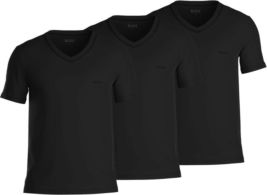 Boss Katoenen T-shirts 3-pack Regular Fit V-hals Logo Borduursel Black Heren - Foto 8