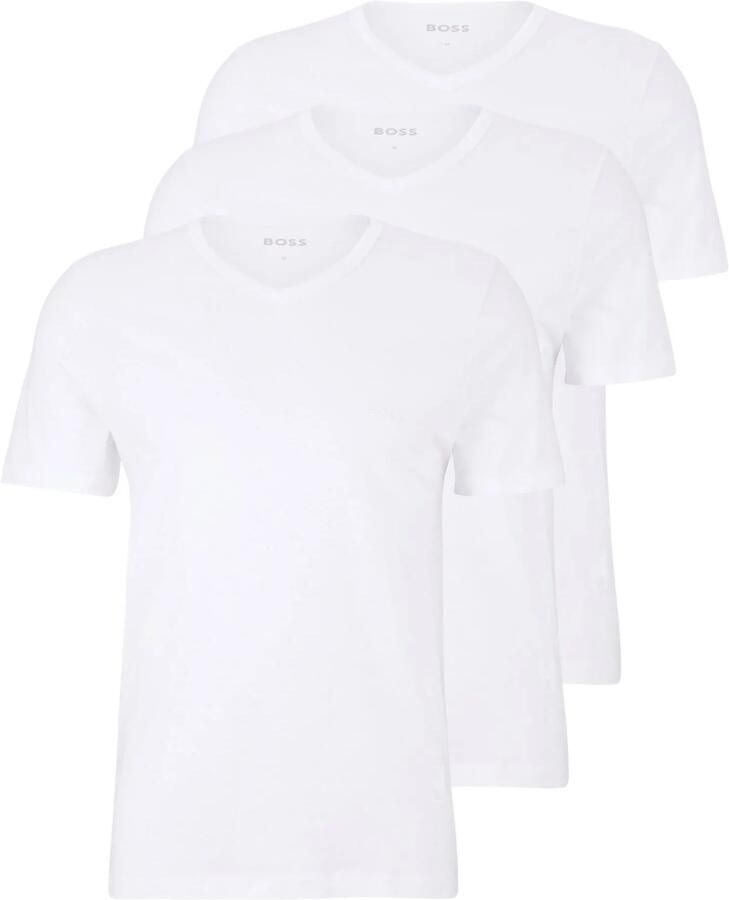 Boss Katoenen T-shirts 3-pack Regular Fit V-hals Logo Borduursel White Heren - Foto 11