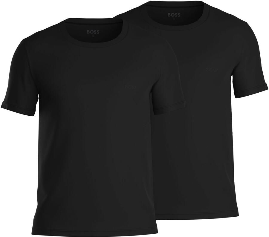 BOSS Shirt met ronde hals TShirtRN 2P Comfort met ton-in-ton logo-opdruk (2-delig Set van 2)