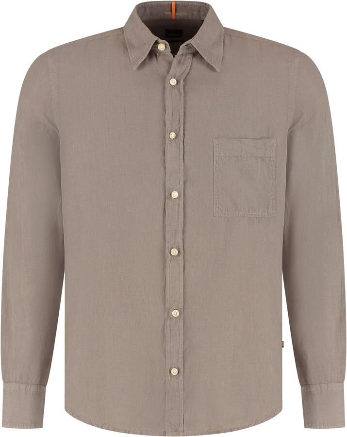 Boss Orange Regular fit linnen overhemd met borstzak model 'Relegant' - Foto 4