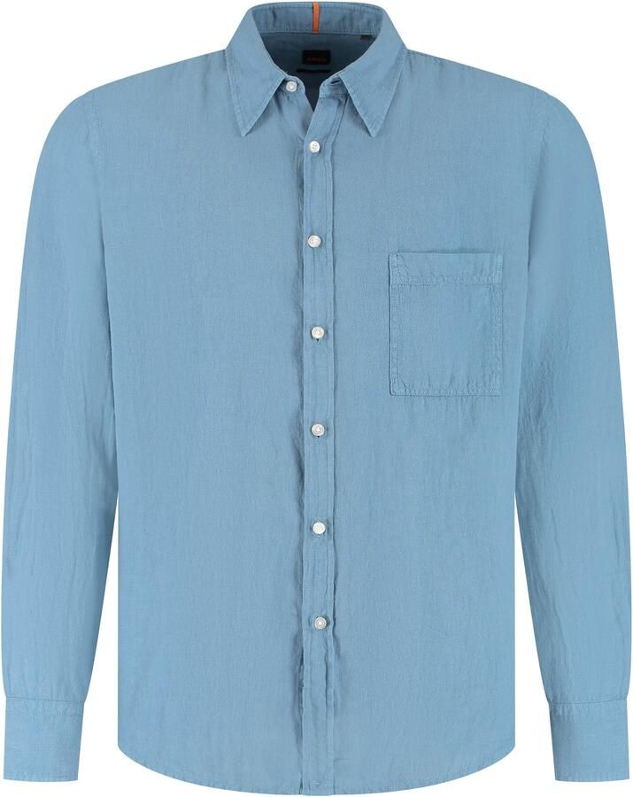 Boss Overhemd Lange Mouw Relegant Overhemd Linnen Blauw - Foto 2