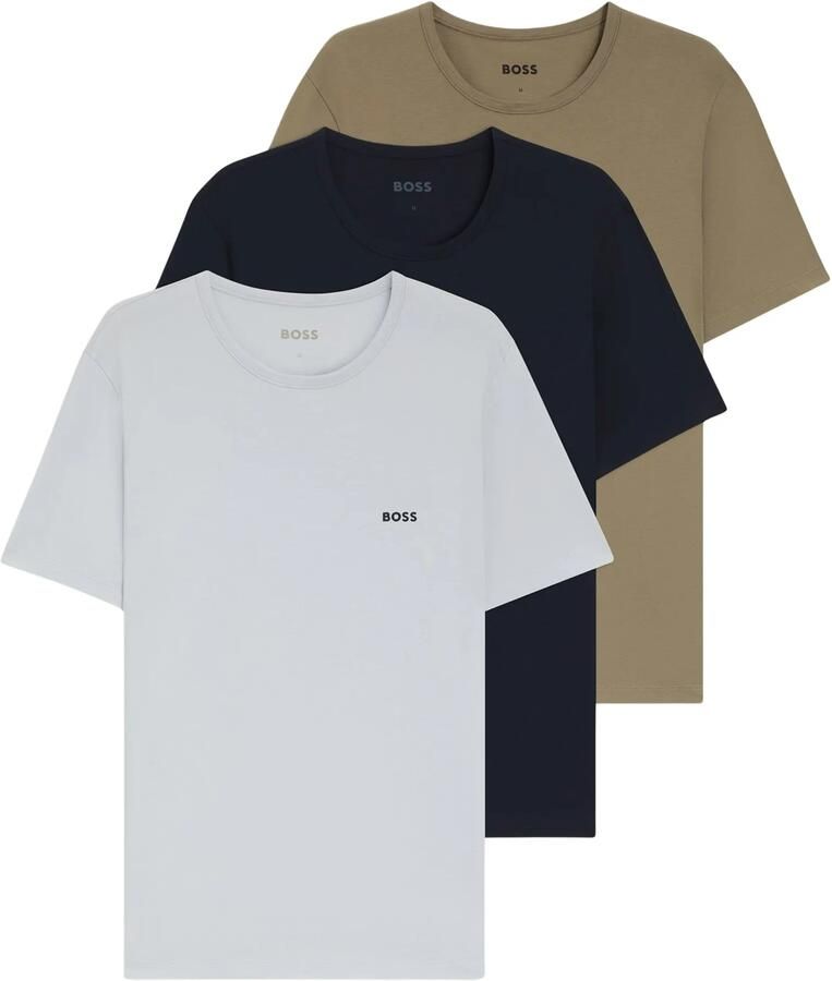 Boss Regular fit T-shirt van puur katoen in een set van 3 stuks