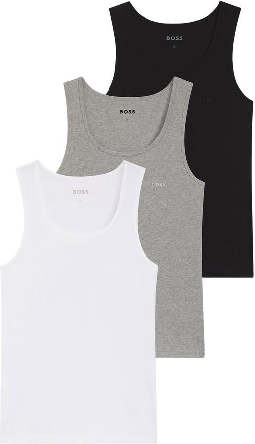 Boss Slim fit ondershirt van puur katoen in set van 3 model 'ONE' - Foto 3