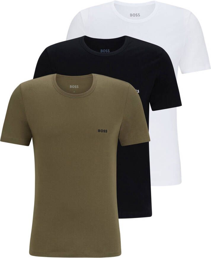 Hugo Boss 3-Pack Katoenen Jersey Logo Intieme T-Shirts Meerkleurig Heren