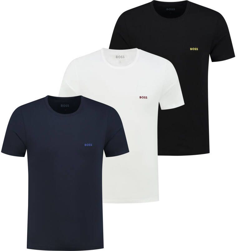 Boss T-shirt met labelstitching in een set van 3 stuks
