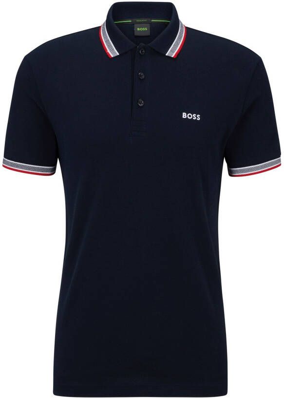 Boss Paddy Curved Logo Polo Heren