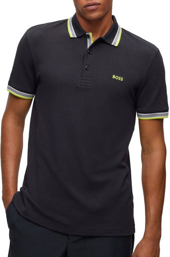 Hugo Boss Groen Poloshirt 3-Knoop Black Heren