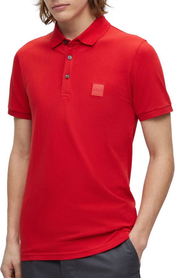 Boss Orange Poloshirt met labelpatch model 'PASSENGER'