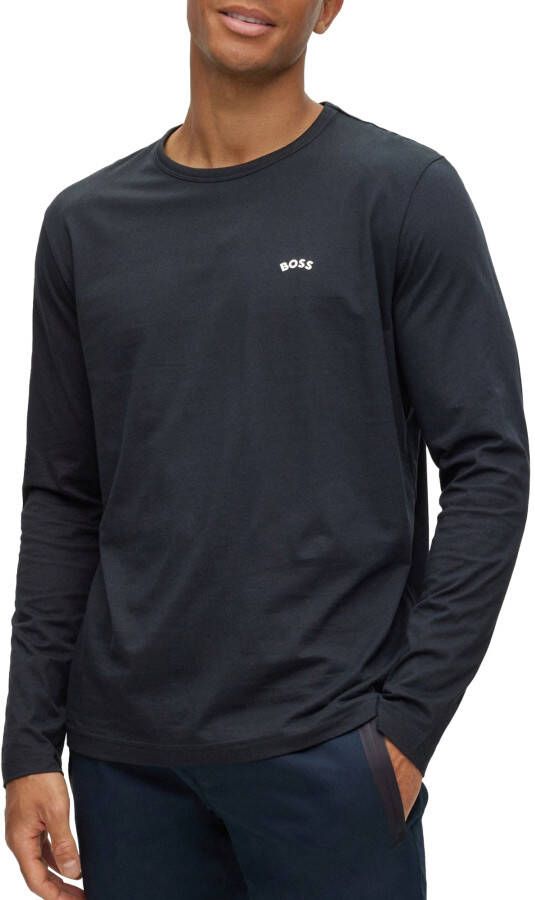 BOSS Athleisurewear Shirt met lange mouwen en labelprint model 'Togn'
