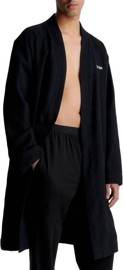 Calvin Klein Underwear Badjas met labelstitching model 'WAFFLE'