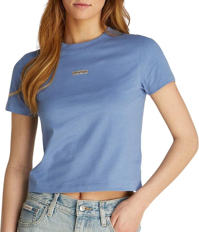 CALVIN KLEIN Dames Tops & T-shirts Placed Institutional Baby Tee Blauw - Foto 5