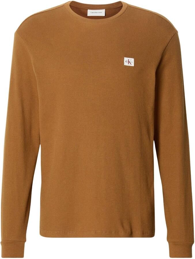 Calvin Klein Jeans Slim fit shirt met lange mouwen en logopatch model 'Waffle' - Foto 4