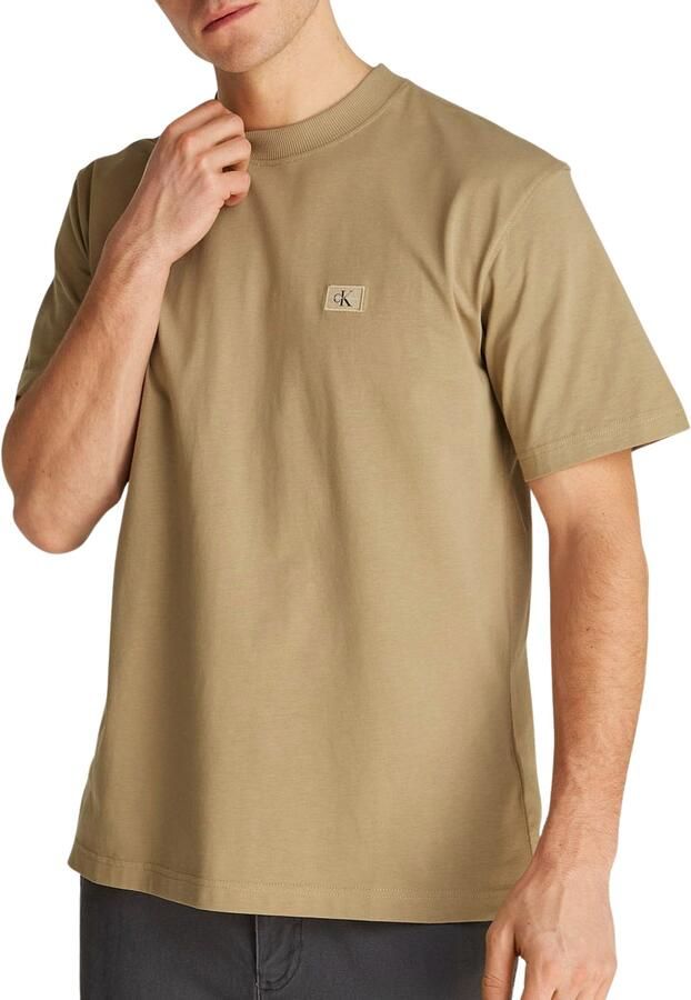 CALVIN KLEIN Heren Polo's & T-shirts Woven Label Relaxed Tee Beige
