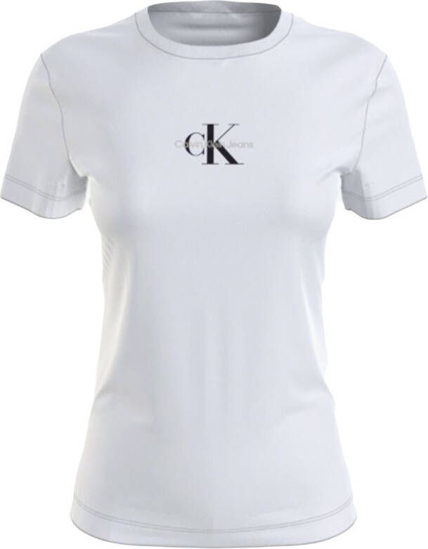 Calvin Klein Shirt met ronde hals MONOGRAM LOGO SLIM FIT TEE met jeans logoprint