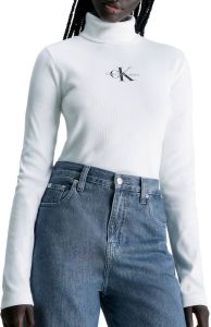 Calvin Klein Monologo Rib Roll Neck Longsleeve Shirt Dames