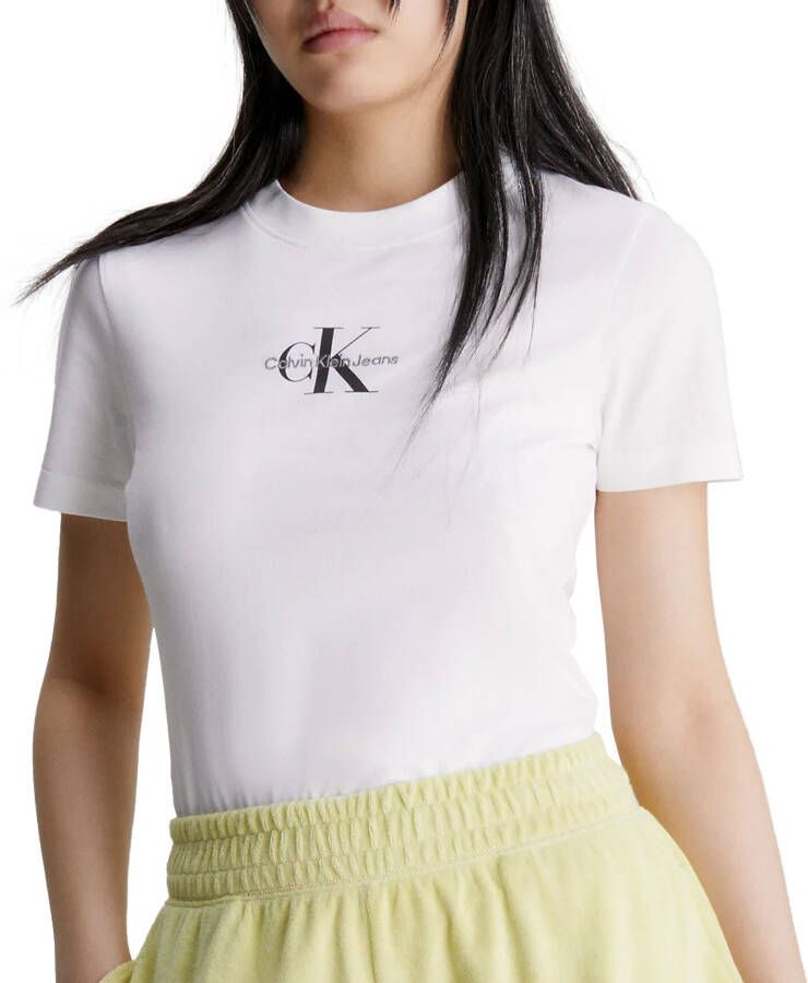 Calvin Klein Jeans Dames Wit T-shirt Korte Mouw Herfst Winter White Dames