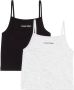 Calvin Klein singlet set van 2 grijs melange zwart Hemd Meisjes Stretchkatoen Vierkante hals 128-140 - Thumbnail 2