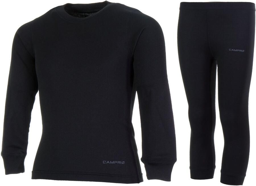 Campri kids thermoset zwart Thermo ondergoed Polyester Ronde hals 116