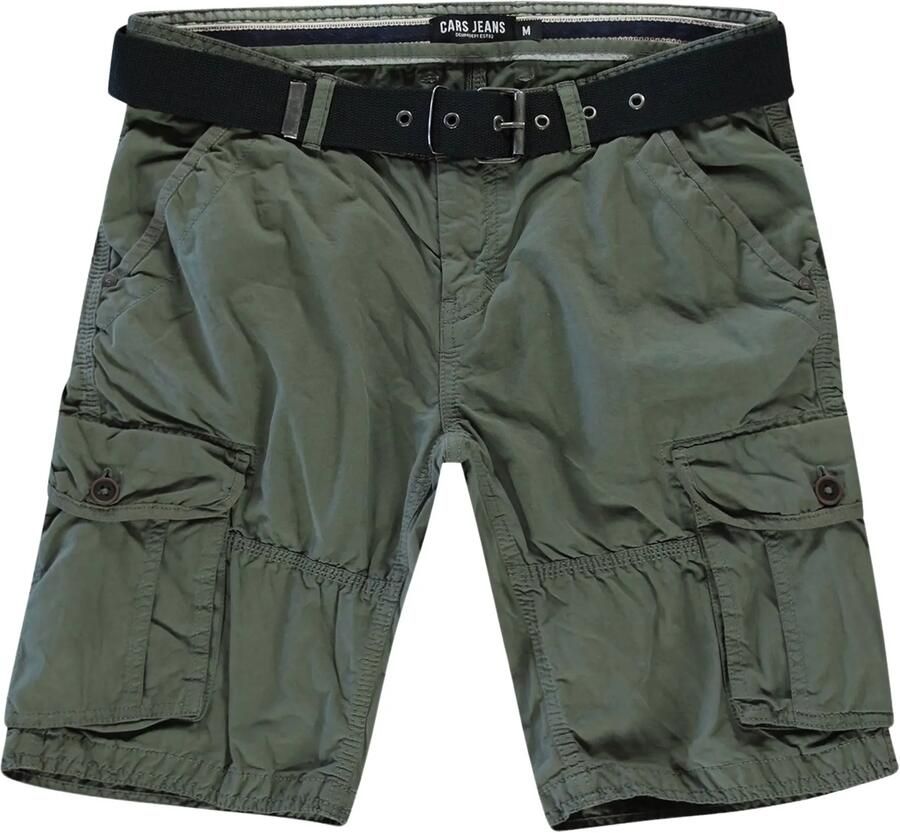 CARS JEANS Korte regular fit cargobroek met stoffen riem model 'DURRAS'
