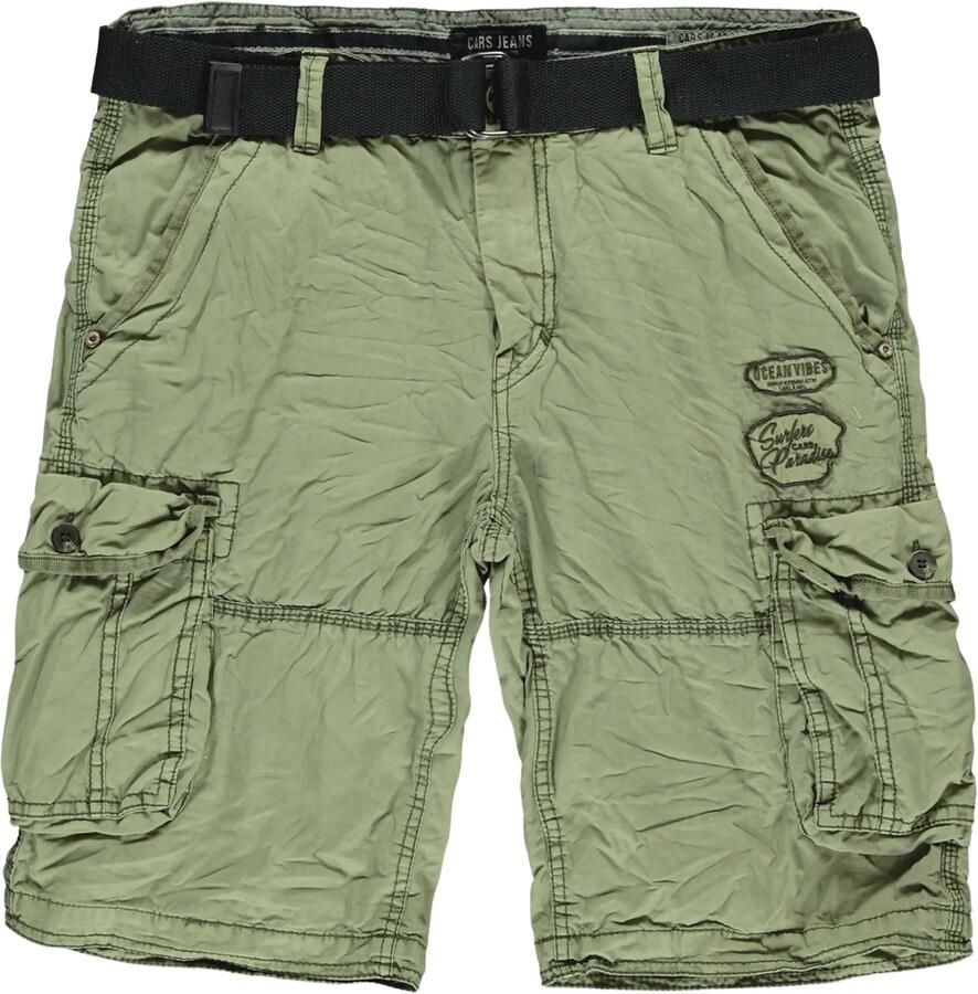 CARS JEANS Korte cargobroek met stoffen riem model 'Durras'