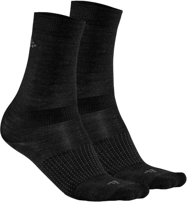 Craft core wool liner skisokken 2-pack zwart