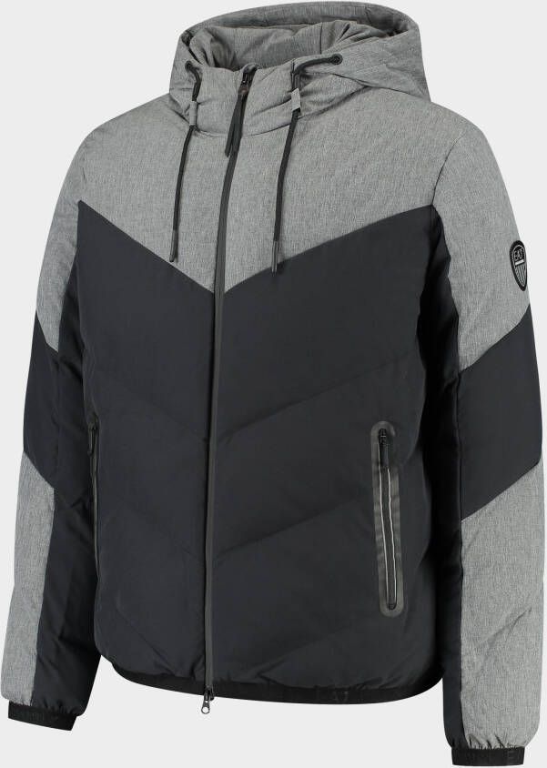 Emporio Armani EA7 Heren Gewatteerde Jas met Capuchon Gray Heren