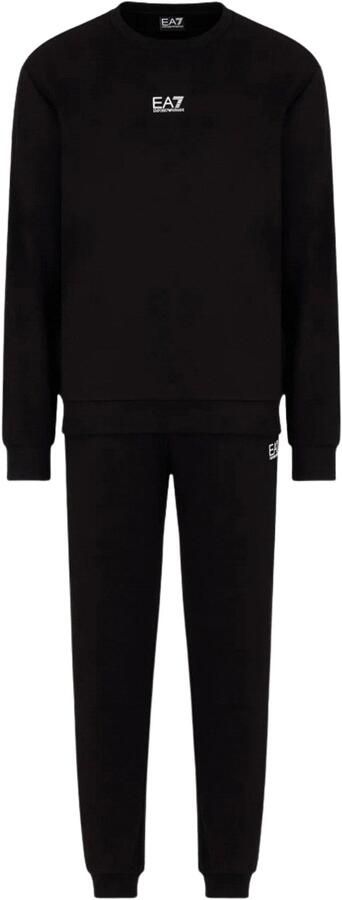 Emporio Armani EA7 Zwarte Bedrukte Trainingspak met Zakken Black Heren