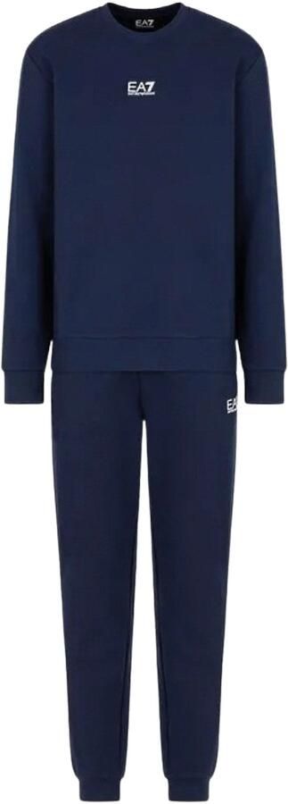 Emporio Armani EA7 Effen Elastische Taille Tracksuit met Zakken Blue Heren