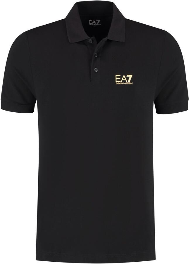 Emporio Armani EA7 Zwarte Katoenen Poloshirt Lente Zomer Black Heren