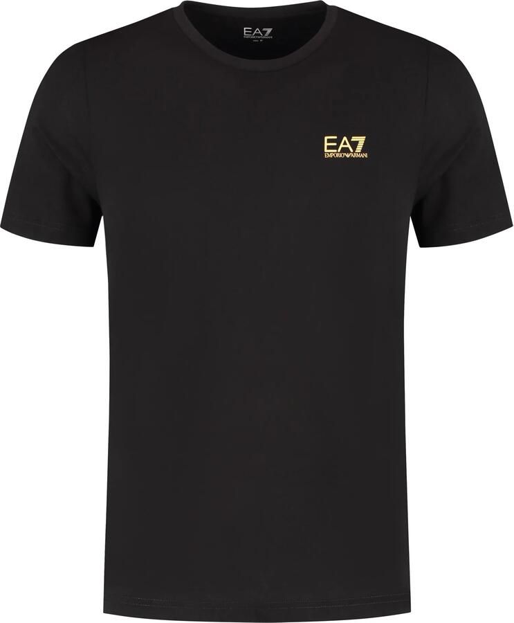 Emporio Armani EA7 Zwarte Katoenen T-shirt met Korte Mouwen Black Heren