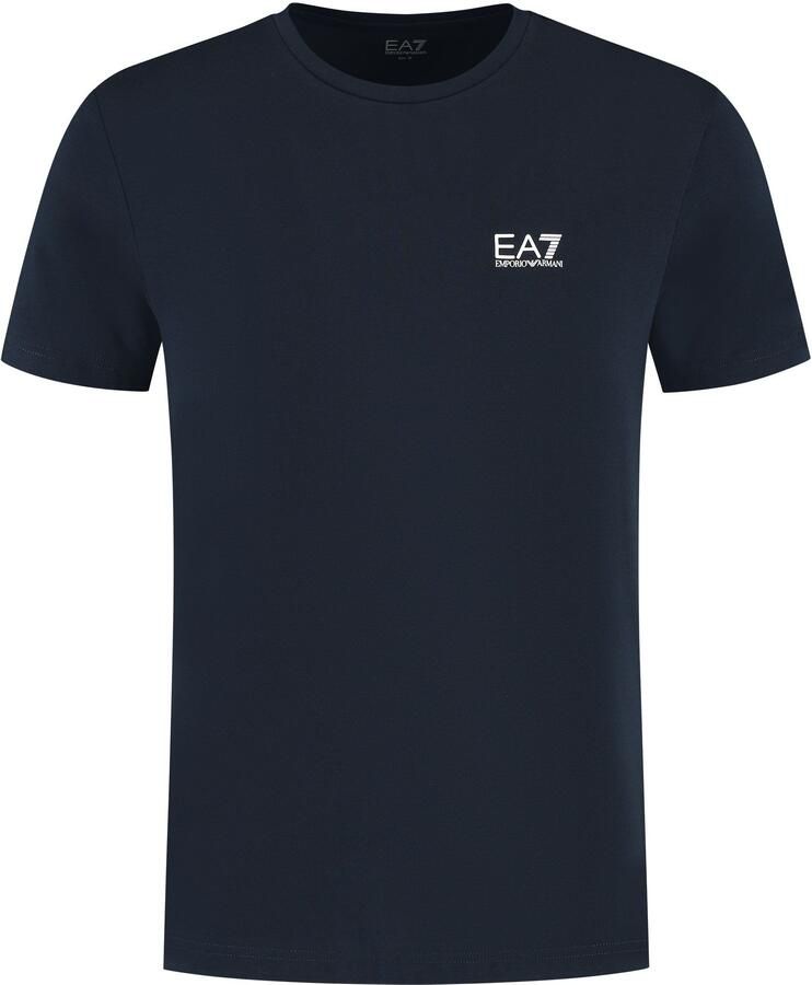 Emporio Armani EA7 Heren Blauw Katoenen T-shirt met Logo Print Blue Heren
