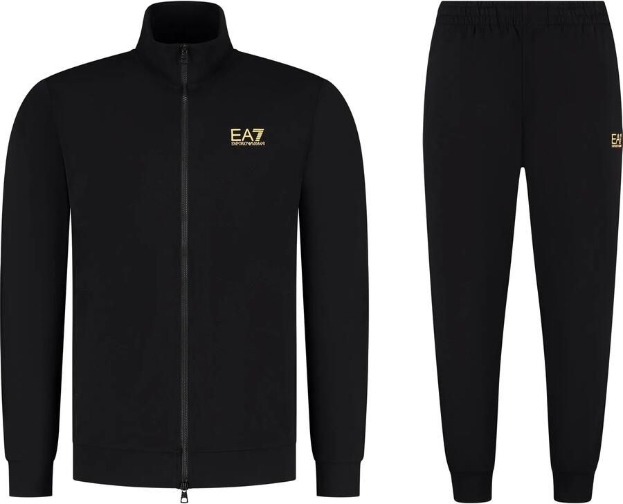 Emporio Armani EA7 Zwart Trainingspak Set met Opstaande Kraag Black Heren