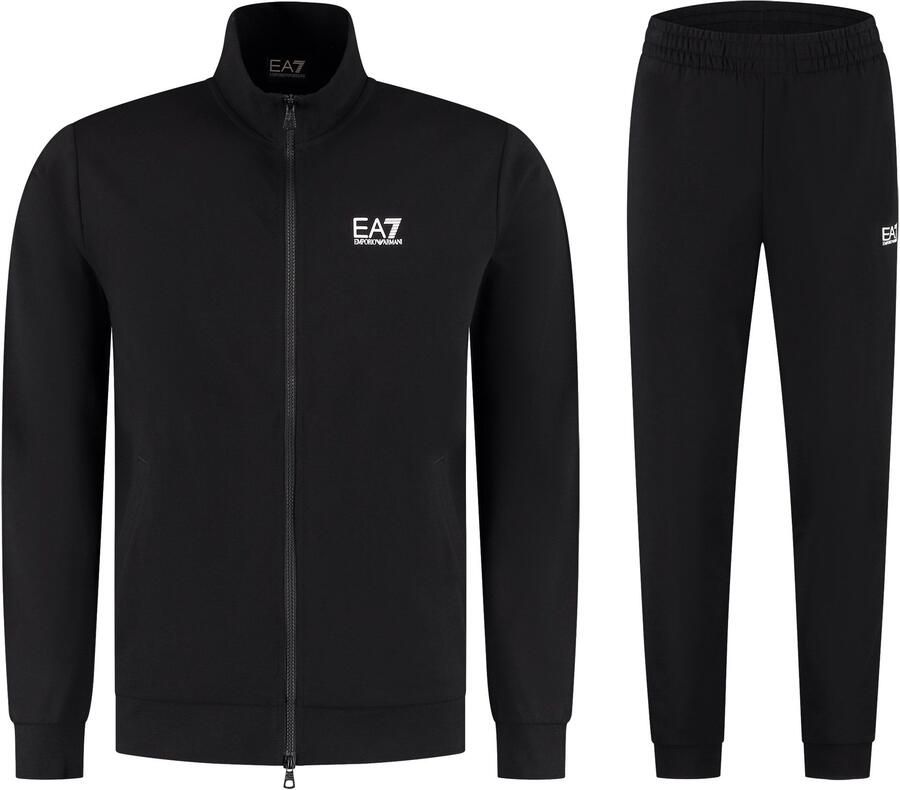 Emporio Armani EA7 Katoenen trainingsset met logo en zakken Black Heren