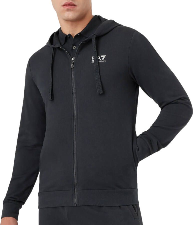 Emporio Armani EA7 Blauwe Nacht Hoodie met Rits Blue Heren