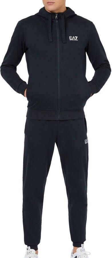 Emporio Armani EA7 Core French Terry Hooded Tracksuit Navy- Heren Navy